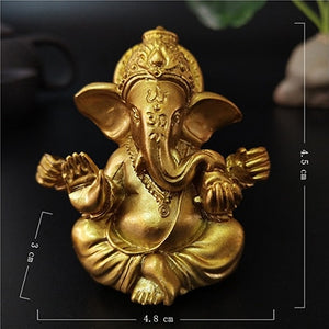 Gold Lord Ganesha Buddha Statue Elephant God Sculptures Ganesh Figurines Man-made Stone Home Garden Buddha Decoration Statues