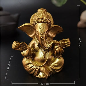 Lord Ganesha Buddha Statue Indian Elephant God Sculptures Gold Ganesh Figurines Ornaments Home Garden Buddha Decoration Statues