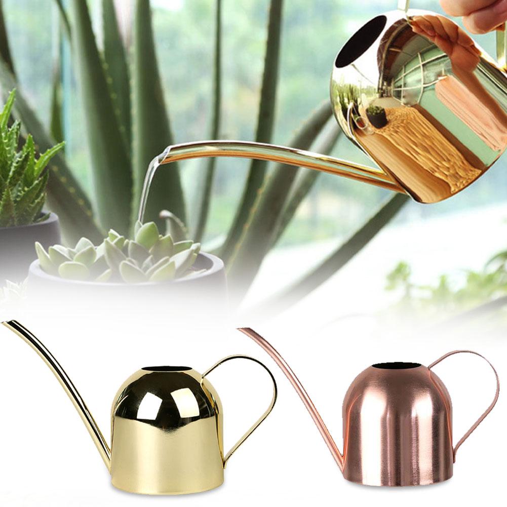 500ML Stainless Steel Long Mouth Watering Pot Green Plant Watering Can Golden Watering Kettle Small Watering Gardening Tools