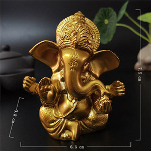 Gold Lord Ganesha Buddha Statue India Elephant God Ganesh Sculpture Home Decor Buddha Statues House Office Garden Decoration