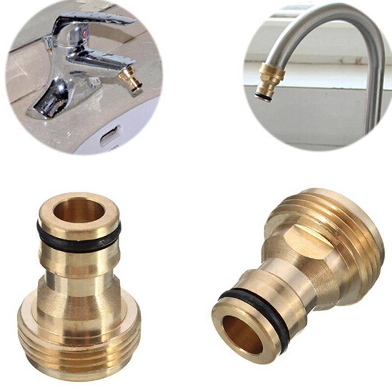 Golden Yellow Pure Brass Faucets Standard Connector Washing Machine Quick Connect Fitting Pipe Connections Hose