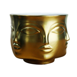 Face Shape Designs Ceramic Vase Porcelain Flower Pot Home Decoration Accessories Planters Golden Black White Tools