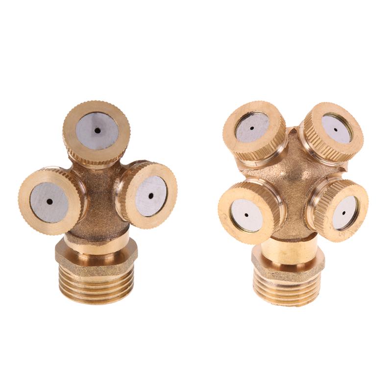 Adjustable Mist Golden Nozzle Hole Thread Brass Spray Misting  Garden Cooling 3/4  hole Sprinklers Fitting Hose Brass